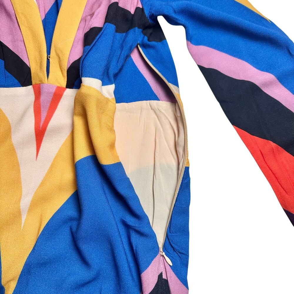FARM Rio | Women | Multicolor Geometric Color Block Retro 60s Maxi Dress | XS - Picture 11 of 16